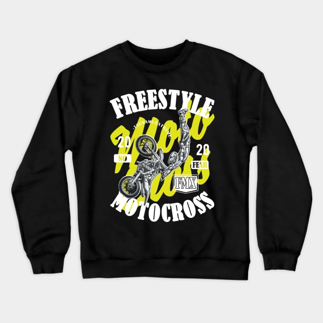 Freestyle Motocross FMX No Fear Yellow Crewneck Sweatshirt by Hariolf´s Mega Store